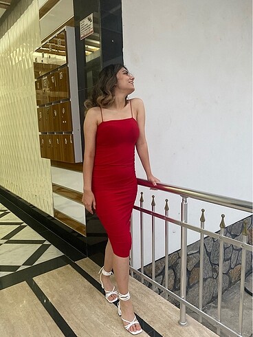 Diğer Kırmızı midi elbise
