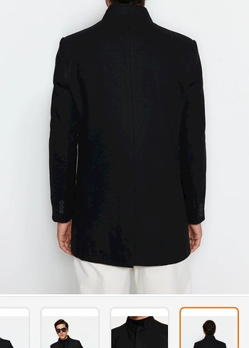 Siyah Düğmeli Erkek Midi Ceket - Görsel 3