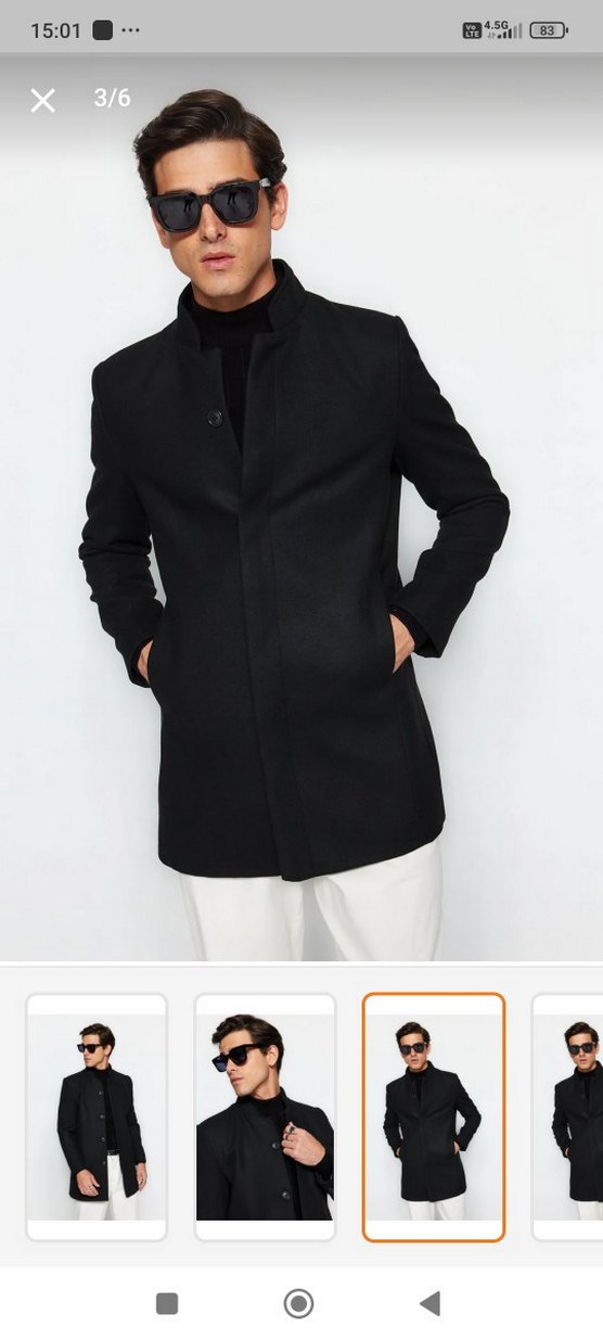 Siyah Düğmeli Erkek Midi Ceket - Görsel 2