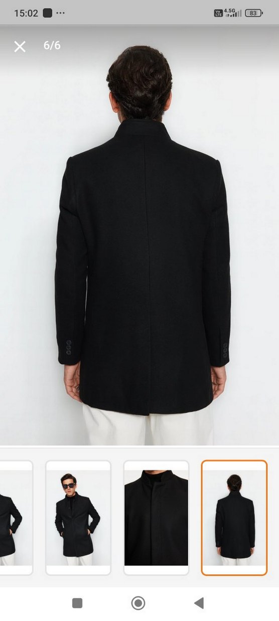 Siyah Düğmeli Erkek Midi Ceket - Görsel 3