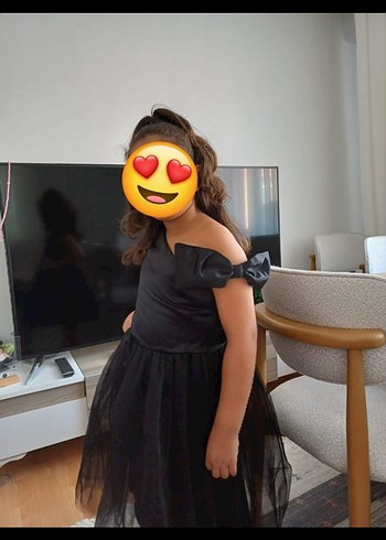 Kız Çocuk Siyah Fiyonklu Strappy Elbise