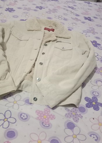 Düğmeli Beyaz Pamuk Kadın Ceket