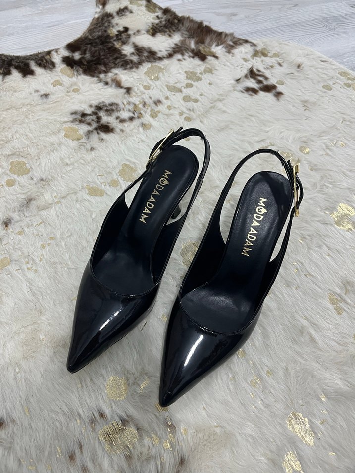 Parlak Siyah Stiletto Kadın Ayakkabı - Görsel 5