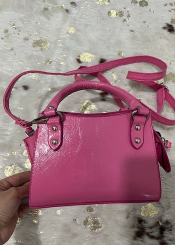 Fermuarlı Pembe Deri Kadın El Çantası - Görsel 4