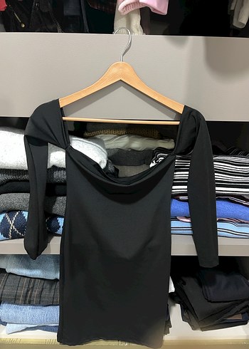 Siyah Uzun Kollu Mini Elbise - Görsel 3