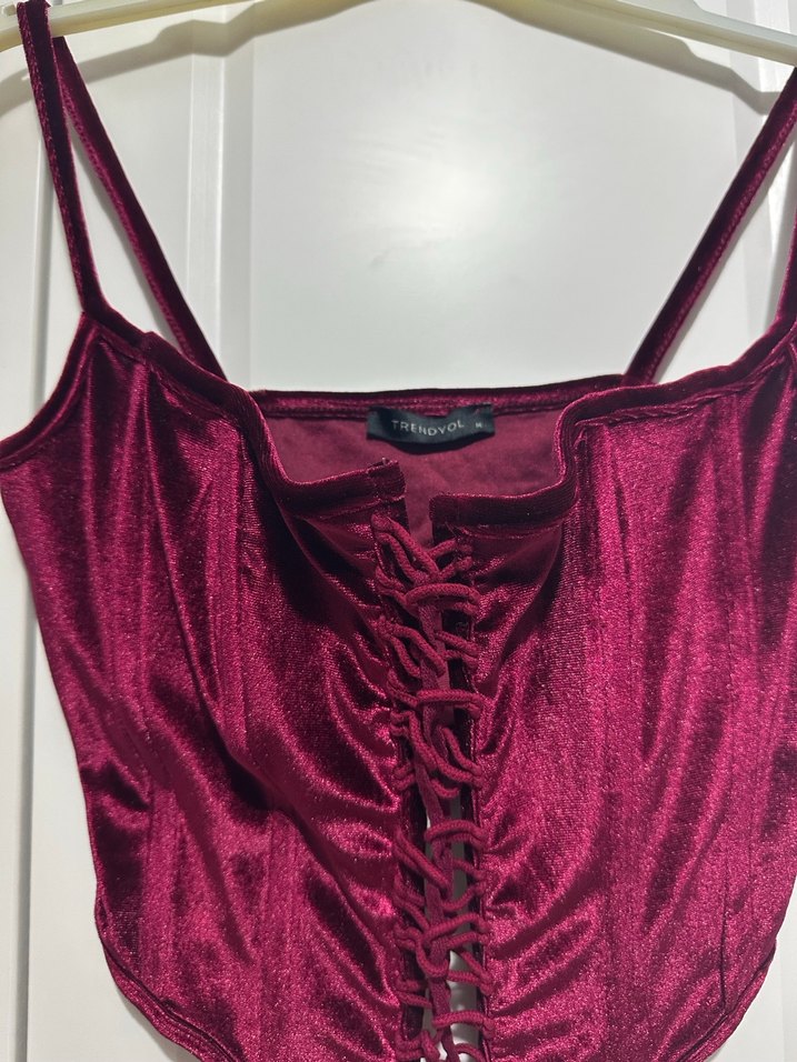 Bordo Strappy Büstiyer - Görsel 2