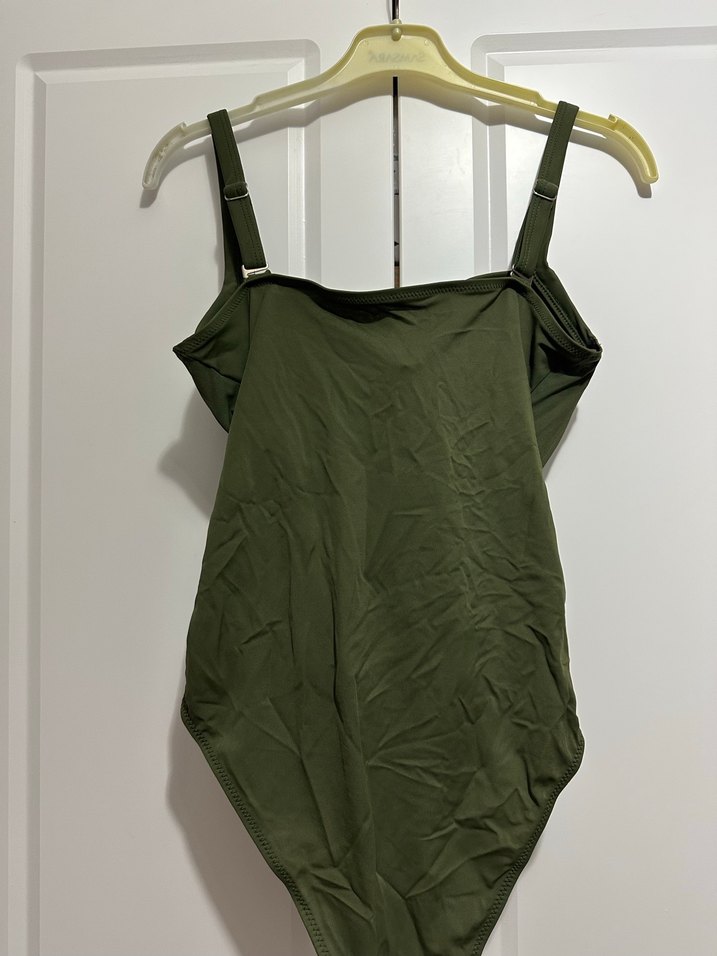 Kadın Haki Fermuarlı Sırtı Açık Mayo - Görsel 3