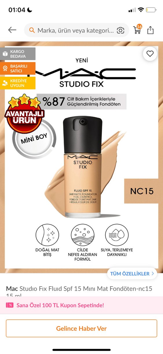 MAC Studio Fix Mat Likit Fondöten - Görsel 2