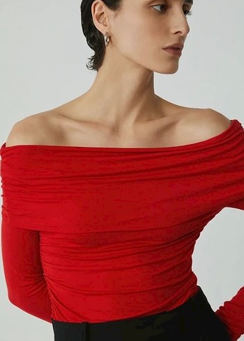 Kırmızı Drapeli Uzun Kollu Bluz - Görsel 3