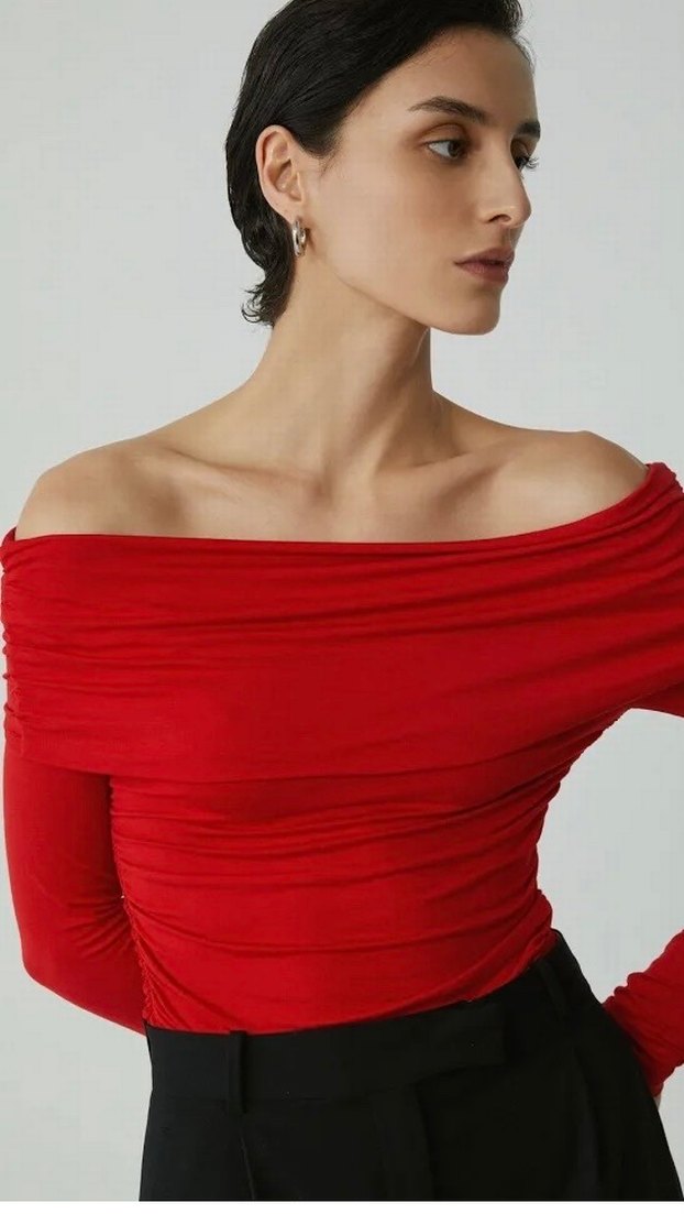Kırmızı Drapeli Uzun Kollu Bluz - Görsel 3
