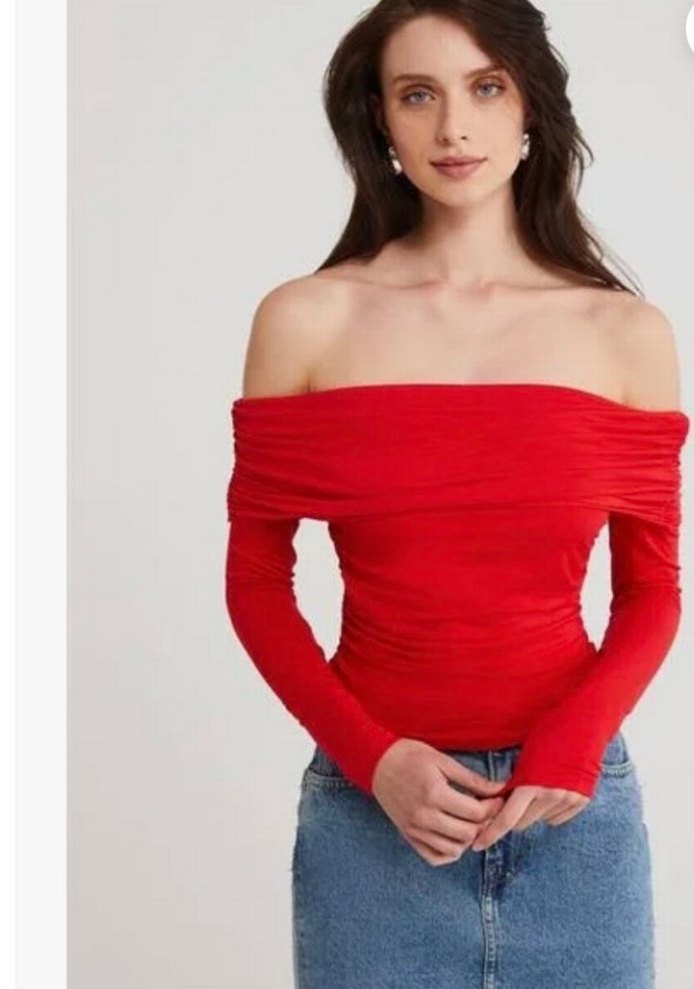 Kırmızı Drapeli Uzun Kollu Bluz - Görsel 4