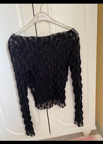 Dantel Detaylı Siyah transparan bluz - Görsel 3