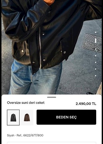 Bershka siyah deri ceket etiketli sıfır L deben - Görsel 5