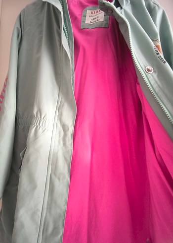 Kız Çocuk Pastel Gri Düğmeli Mont - Görsel 3