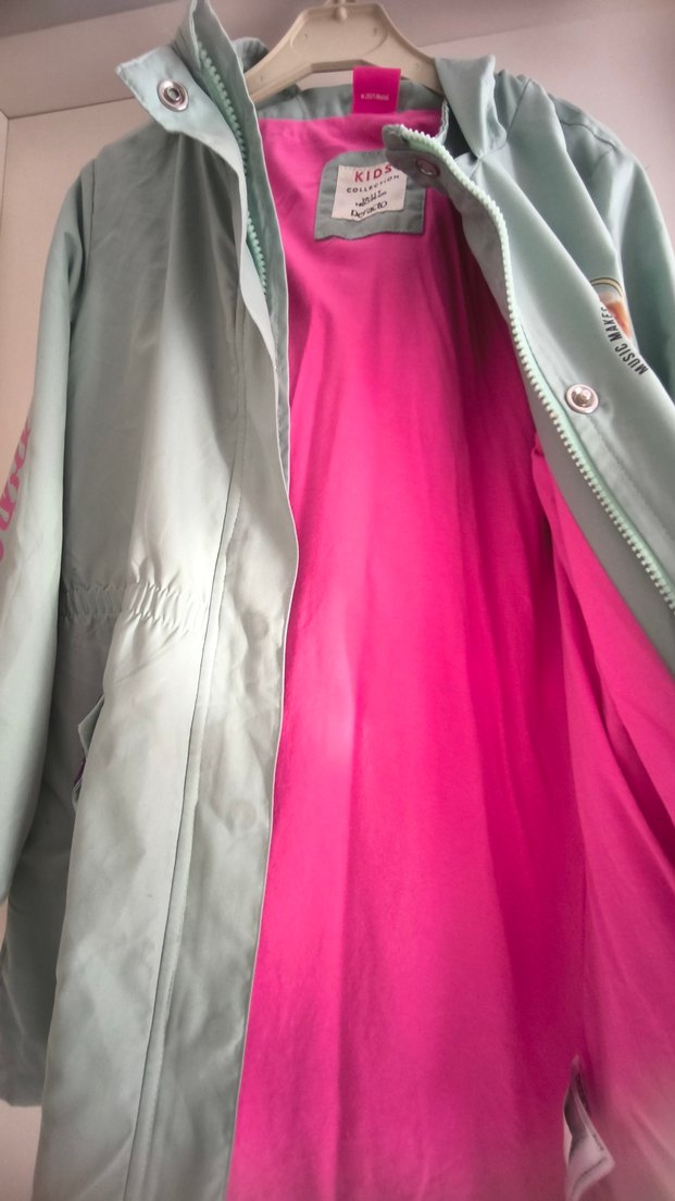 Kız Çocuk Pastel Gri Düğmeli Mont - Görsel 3