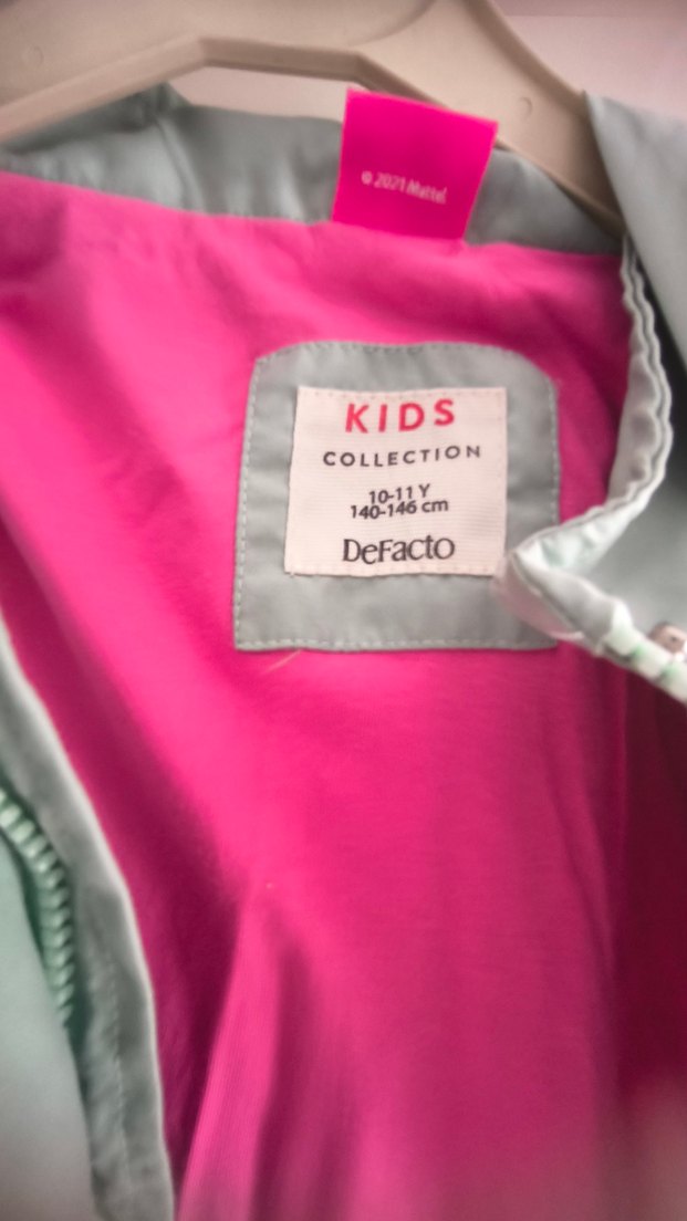 Kız Çocuk Pastel Gri Düğmeli Mont - Görsel 4