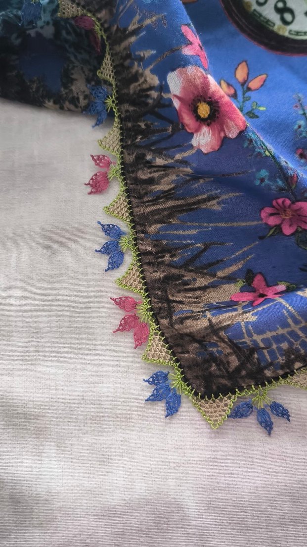 Dantel Detaylı Çok Renkli Bohem Kadın Fuları - Görsel 3