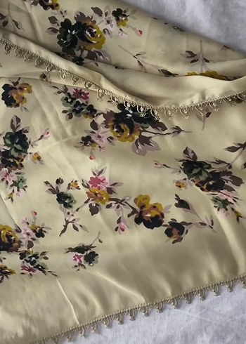 Dantel Detaylı Bej Bohem Kadın Şal - Görsel 2