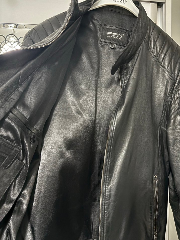 Siyah Deri Fermuarlı Ceket - Görsel 4