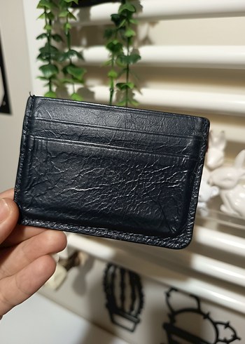 American Vintage Minimal Siyah Deri Kartlik 10x7cm