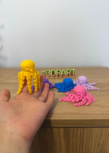 Renkli 3D Baskı Eklemli Ahtapot ADET FİYATI - Görsel 4