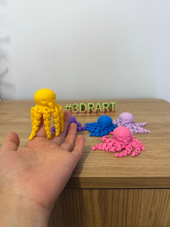 Renkli 3D Baskı Eklemli Ahtapot ADET FİYATI - Görsel 4