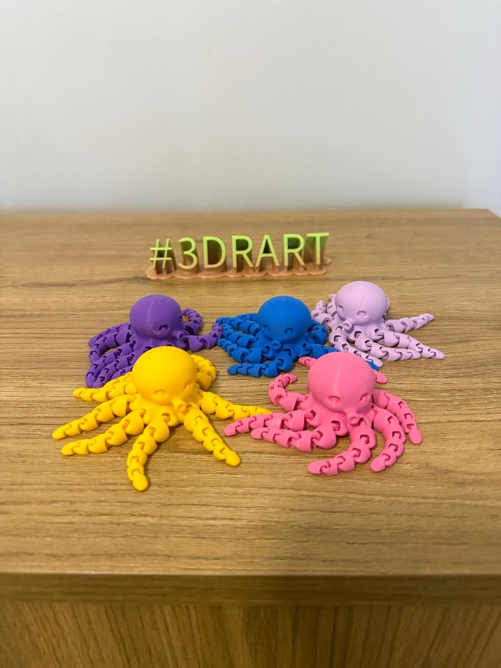 Renkli 3D Baskı Eklemli Ahtapot ADET FİYATI - Görsel 3