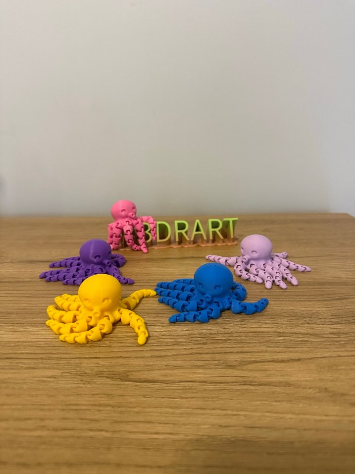Renkli 3D Baskı Eklemli Ahtapot ADET FİYATI - Görsel 2