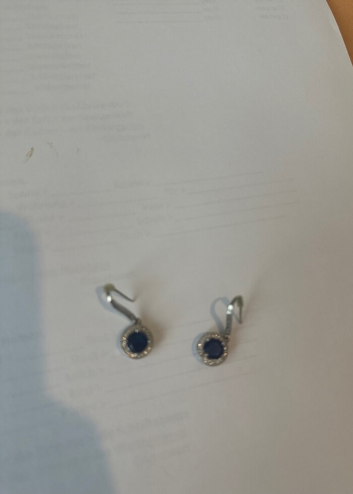 Safir renk taşlı küpe - Görsel 2