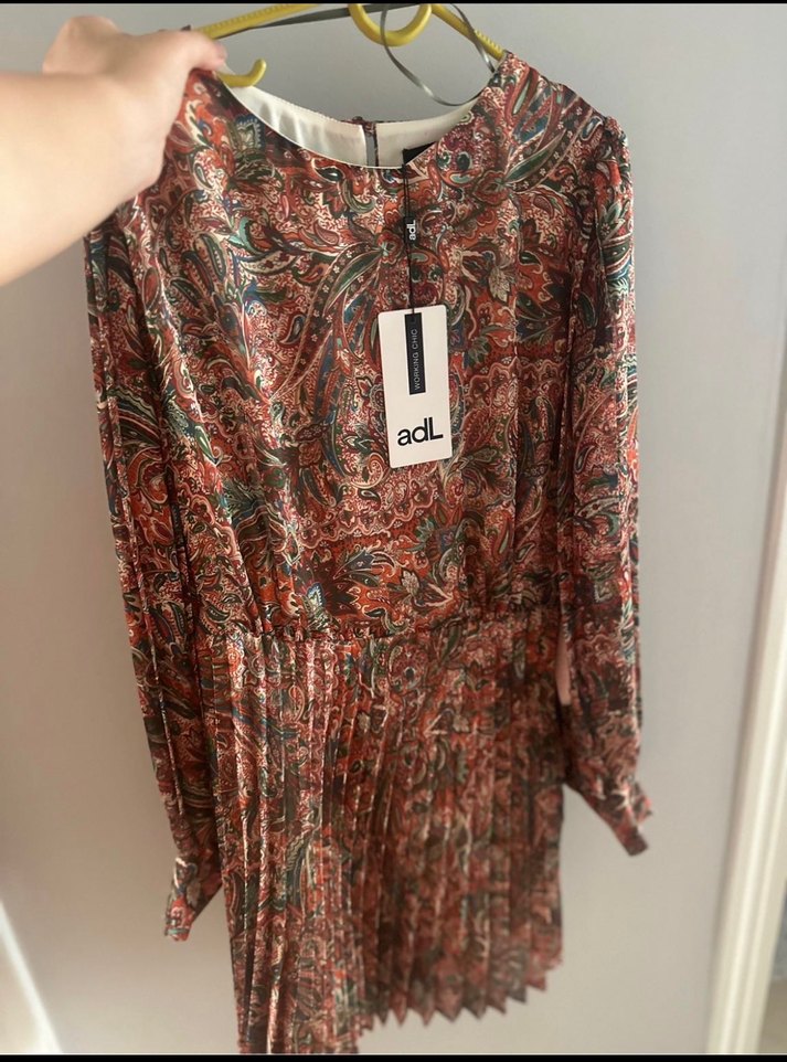 ADL Çok Renkli Desenli Uzun Pliseli Elbise - Görsel 4