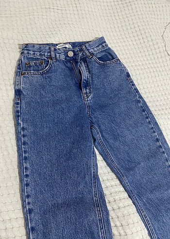 Düğmeli Mavi Denim Kadın Jean - Görsel 5