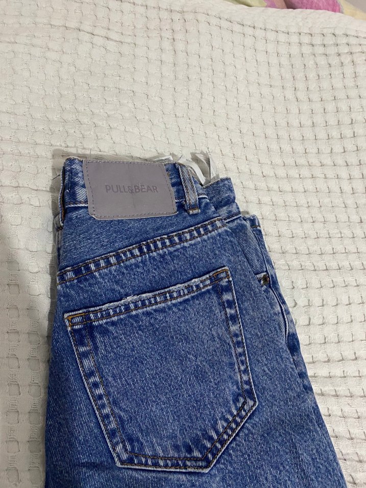 Düğmeli Mavi Denim Kadın Jean - Görsel 2