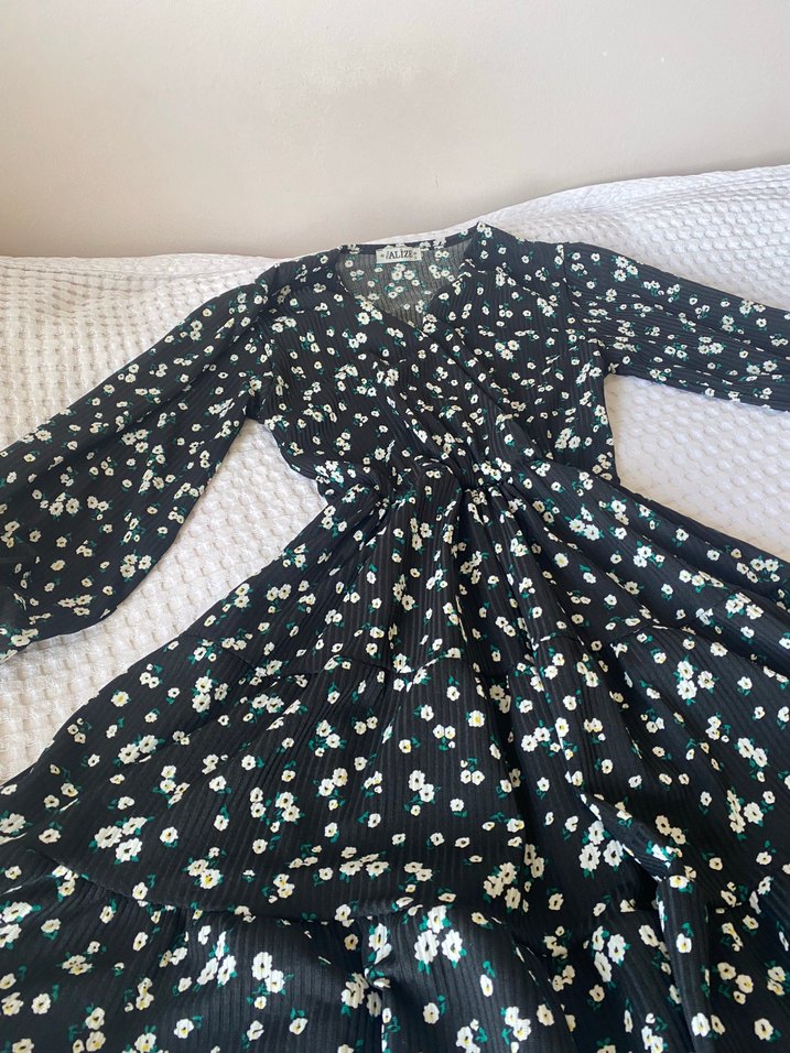 Uzun Kollu Bohem Desenli Uzun Elbise - Görsel 3