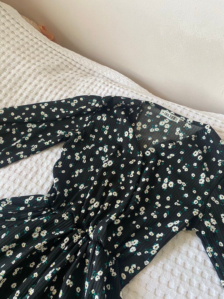 Uzun Kollu Bohem Desenli Uzun Elbise - Görsel 2