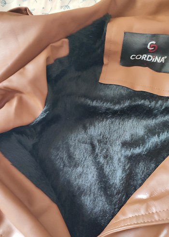 l Beden CORDINA Kahverengi Deri Biker Ceket