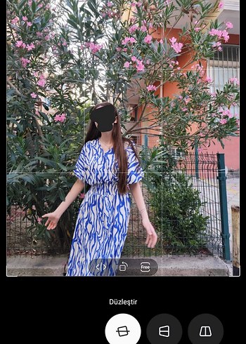 Mavi Batik Desenli Salaş Midi Elbise