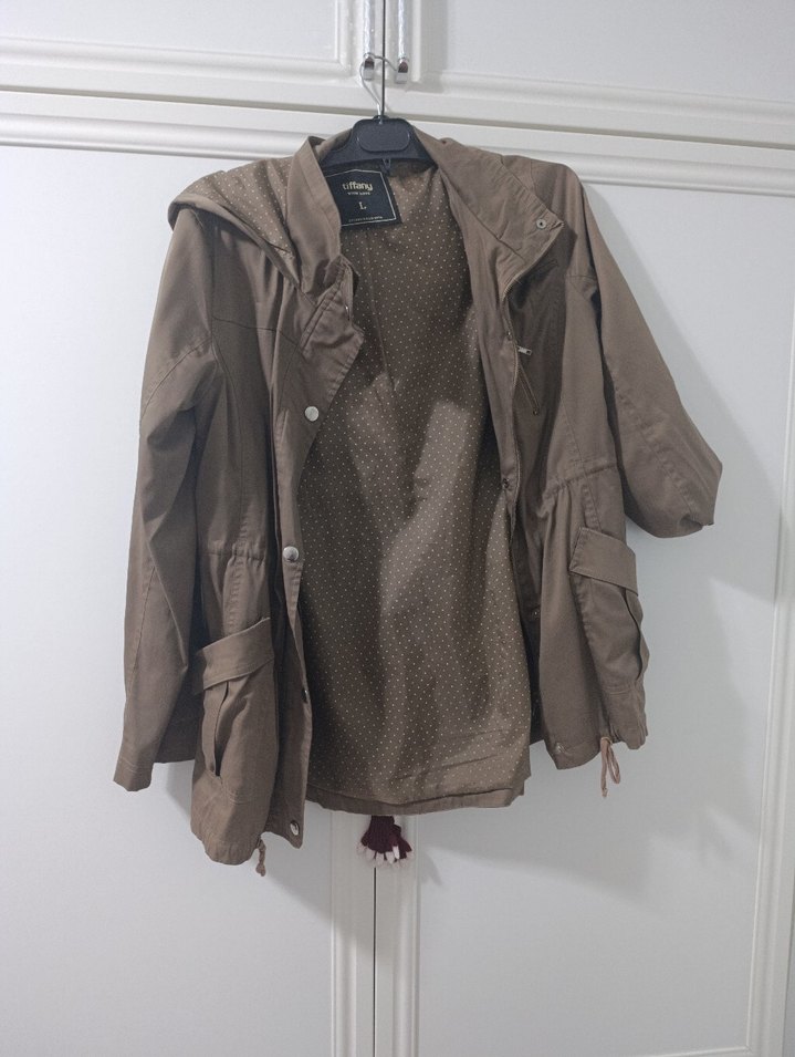 Düğmeli Bej Midi Kadın Ceket - Görsel 5