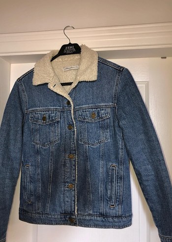 s Beden Düğmeli, Yumuşak İç Astarlı Mavi Denim Ceket