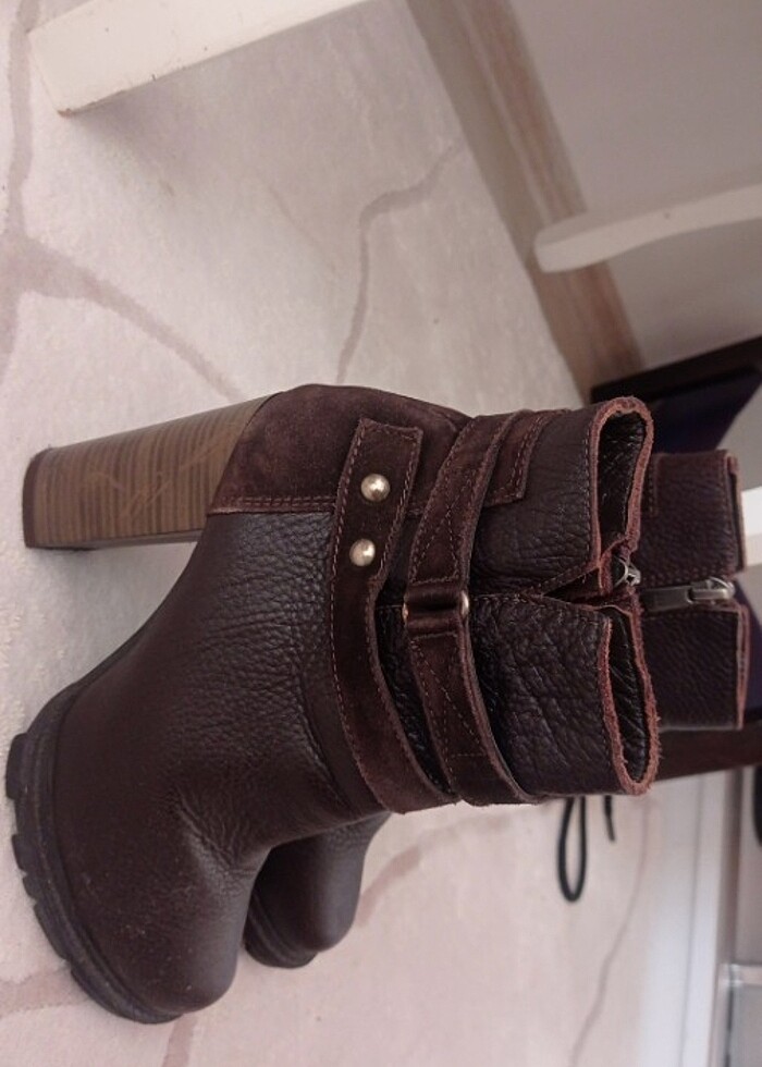 Buti bot kahve rengi deri dan marka - Görsel 2