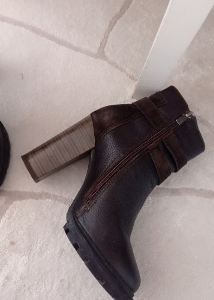 Buti bot kahve rengi deri dan marka - Görsel 4