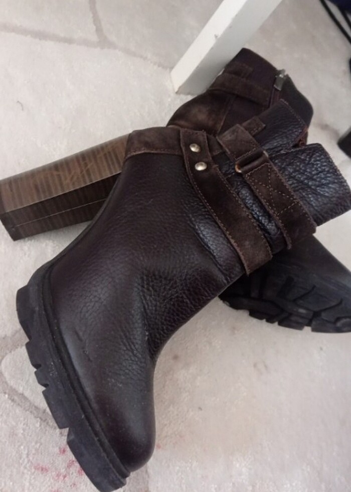 Buti bot kahve rengi deri dan marka - Görsel 5