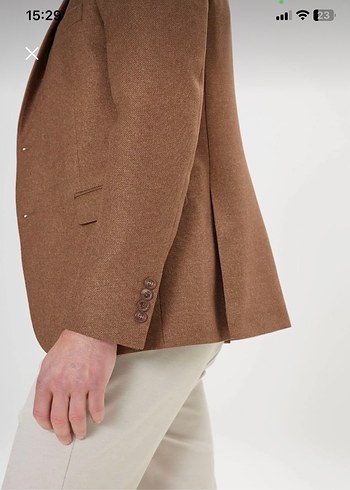 Bej Modern Klasik Erkek Takım Elbise Ceketi - Görsel 3