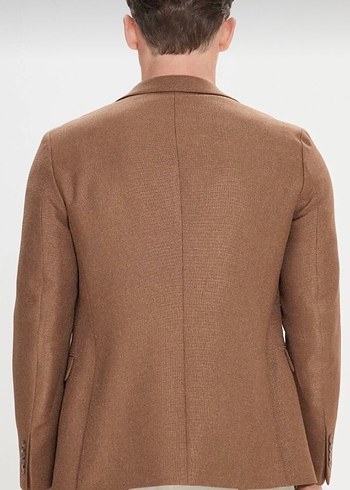 Bej Modern Klasik Erkek Takım Elbise Ceketi - Görsel 2