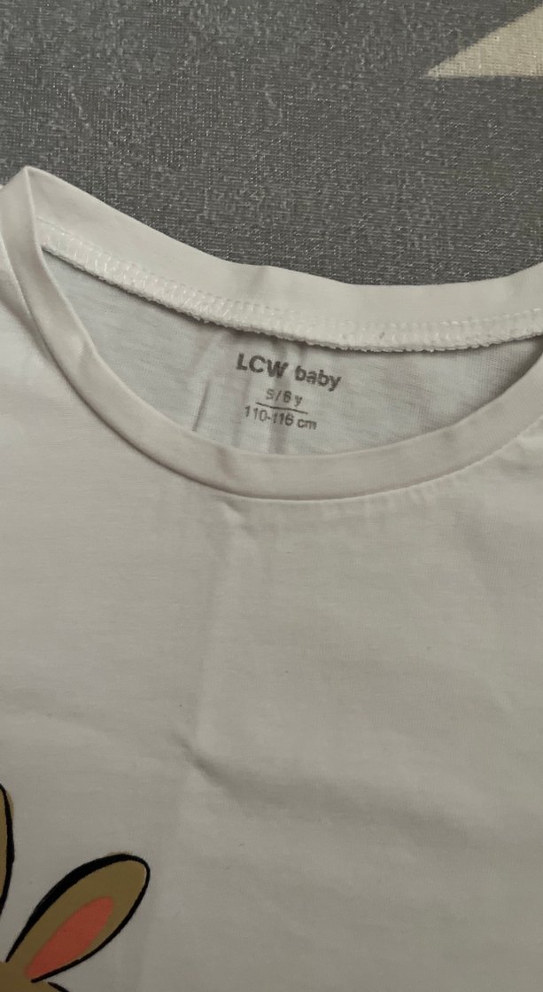 Kız Çocuk Beyaz Baskılı Kısa Kollu Tişört - Görsel 2