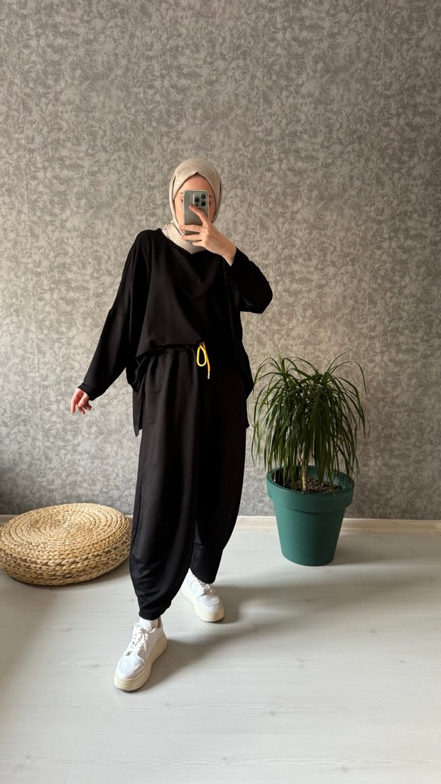 Siyah Rahat Kesim Kadın Takım - Görsel 3