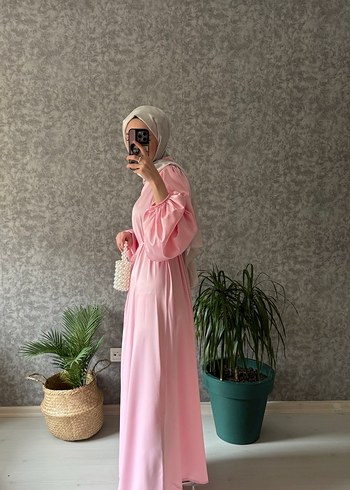 Pembe Salaş Uzun Elbise - Görsel 4