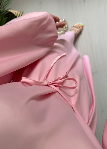Pembe Salaş Uzun Elbise - Görsel 2