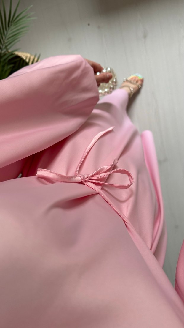 Pembe Salaş Uzun Elbise - Görsel 2