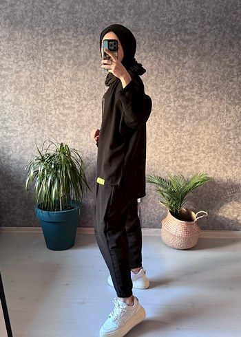 Siyah Keten Salaş Eşofman Takım - Görsel 4