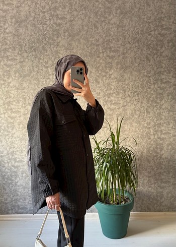 Düğmeli Siyah Uzun Street Wear Kadın Kaban - Görsel 3